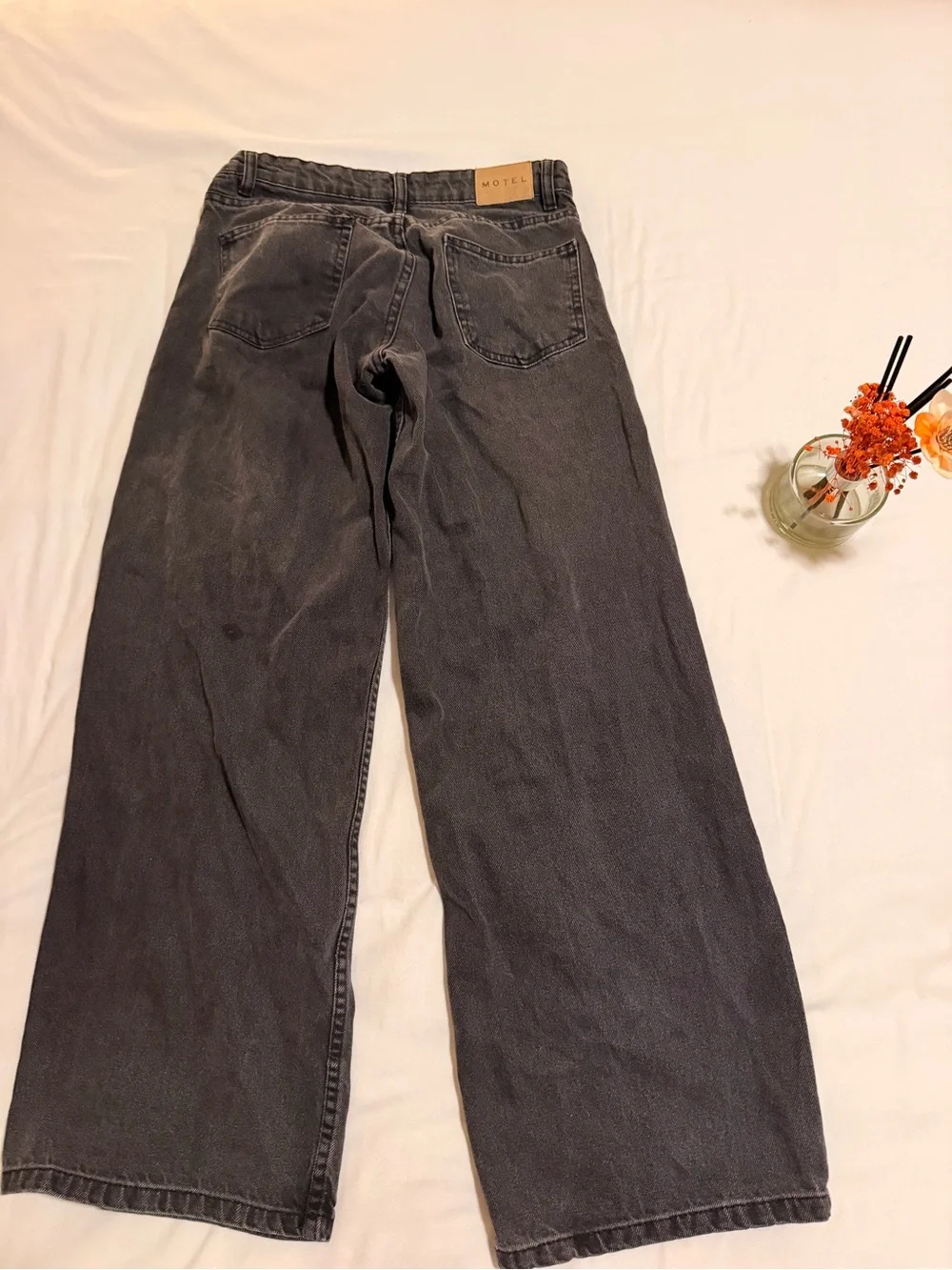 Motel Rocks Washed Black Wide-Leg Jeans